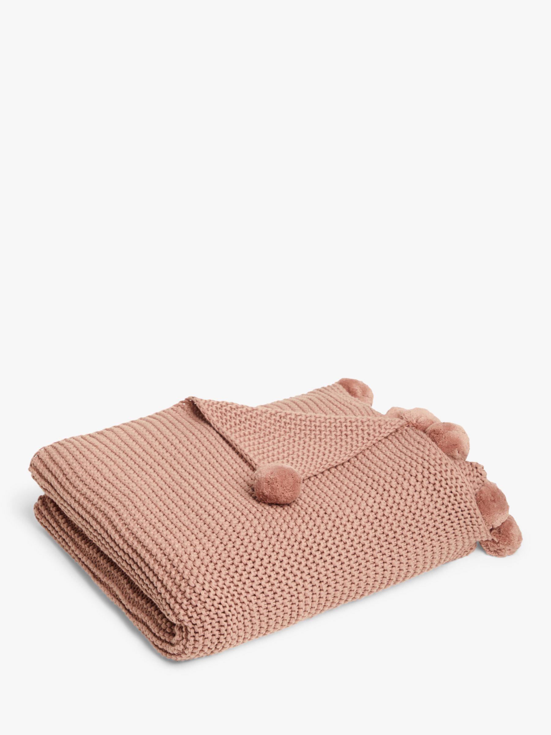 little home at John Lewis Knitted Pom Throw Plaster