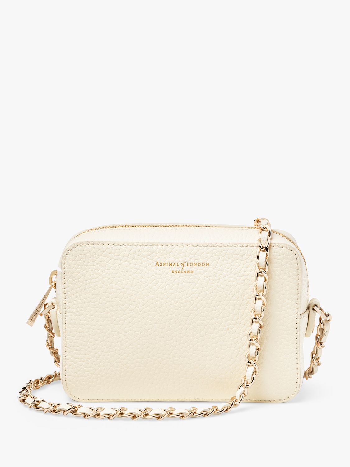 Aspinal of London Milly Pebble Leather Cross Body Bag, Ivory