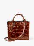 Aspinal of London Mini Madison Large Croc Pattern Leather Tote Bag, Chestnut