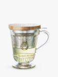La Rochère Versailles Glass Tea Infuser Mug with Bamboo Lid, 275ml, Clear/ Natural