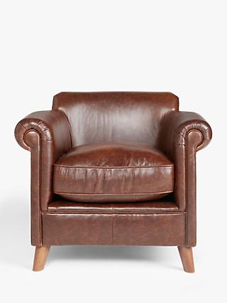 Regent Range, John Lewis Regent Leather Armchair, Dark Leg, New England Texas