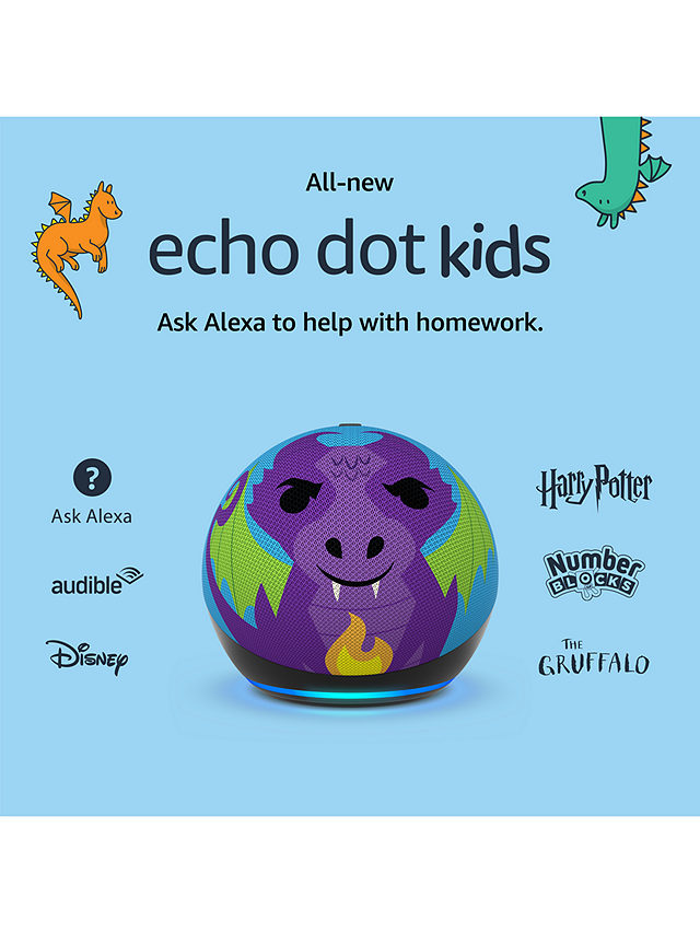 Amazon Echo Dot Kids Smart Speaker with Alexa Voice Recognition & Parental Controls, 5th Generation (2022), Dragon