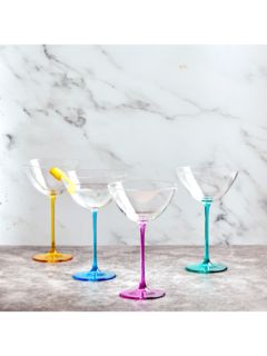 Rainbow Assorted Martini Glasses Set/4