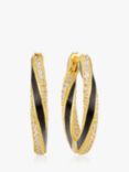 Sif Jakobs Jewellery Enamel and Cubic Zirconia Hoop Earrings, Gold/Black