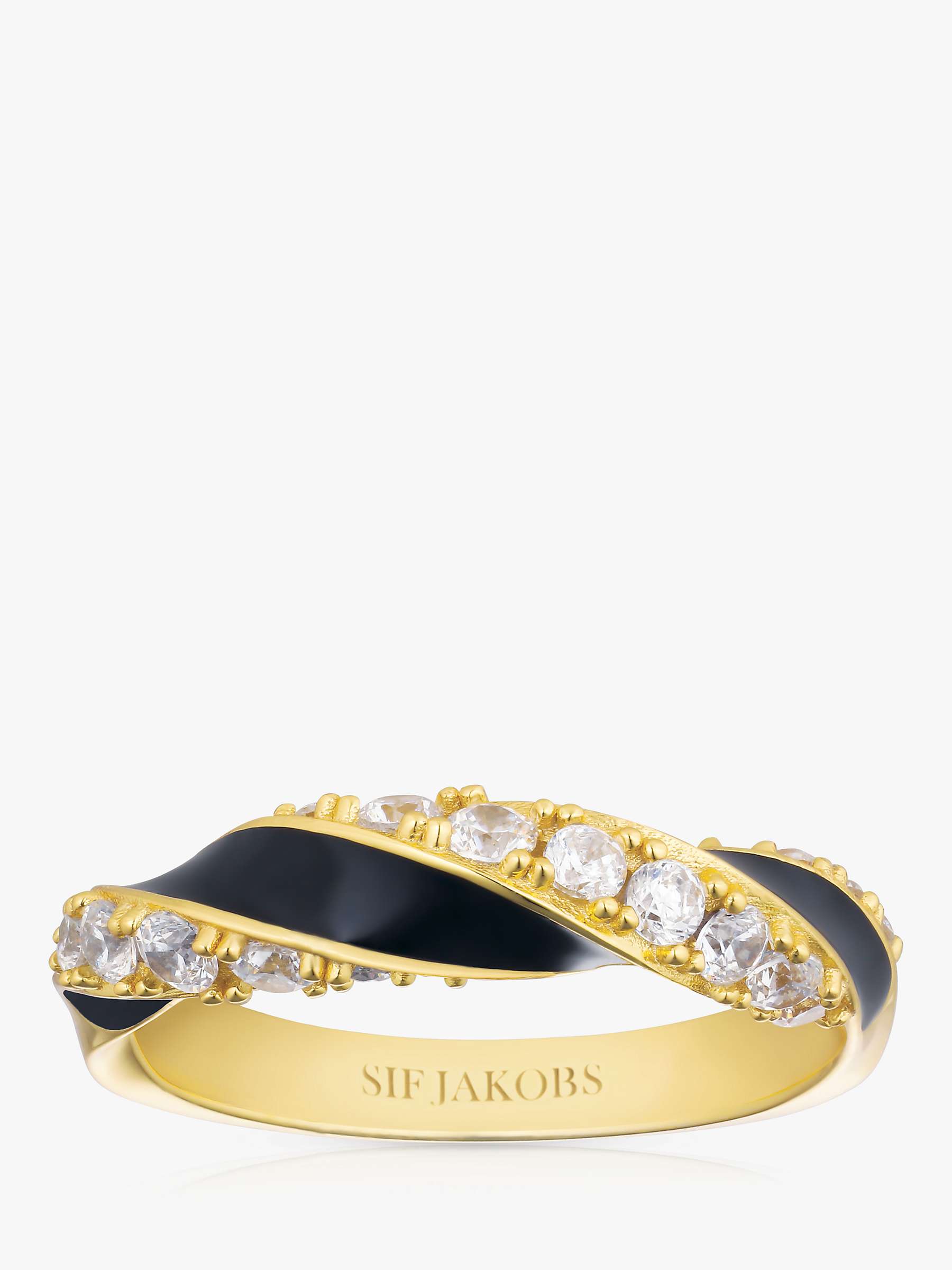 Buy Sif Jakobs Jewellery Enamel and Cubic Zirconia Twist Ring, Gold/Black Online at johnlewis.com