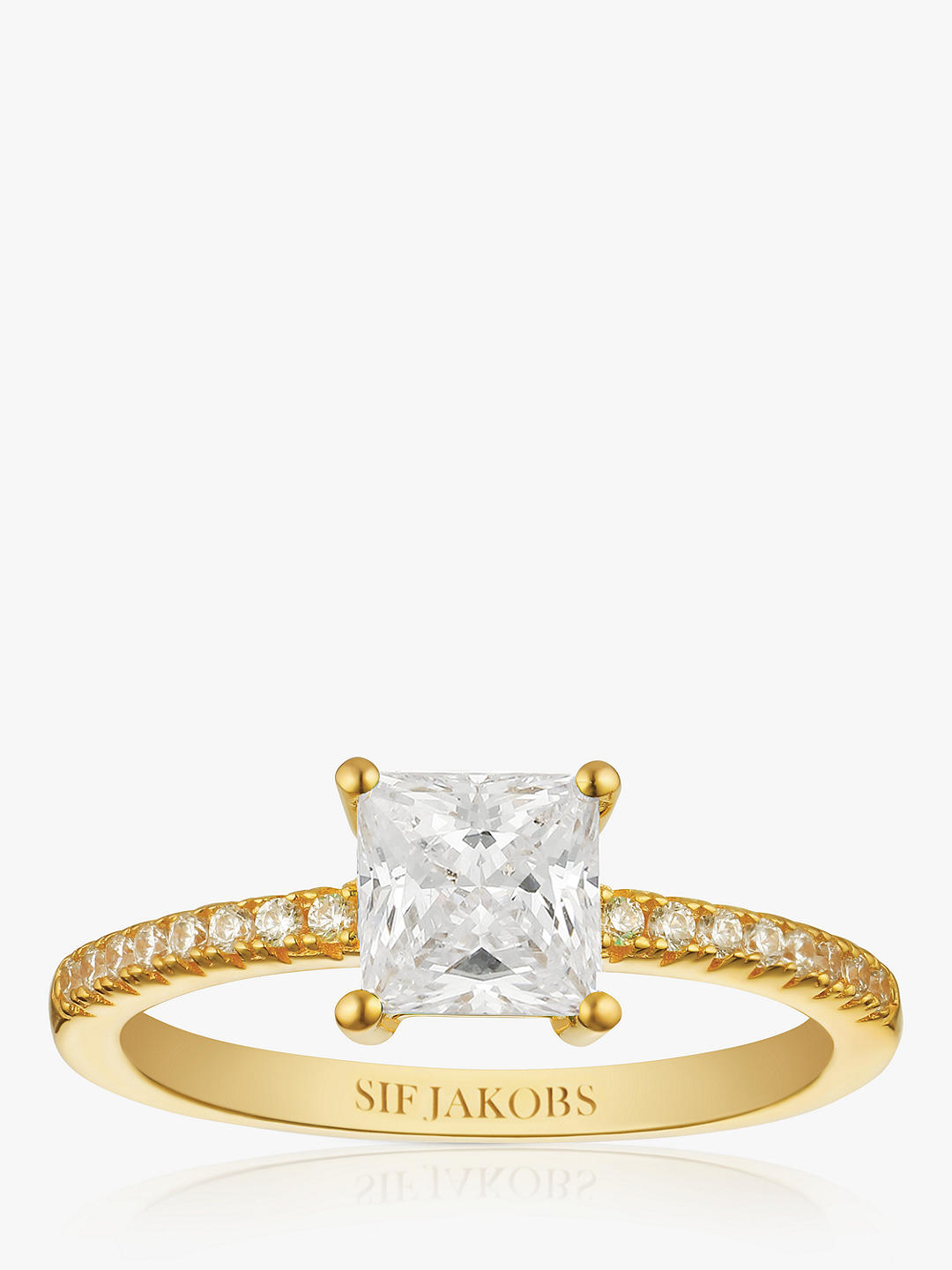 Sif Jakobs Jewellery Ellera Quadrato Princess Cut Cubic Zirconia Ring, Gold