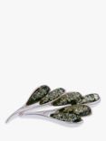 Be-Jewelled Sterling Silver Baltic Amber Leaf Brooch, Green/Silver