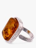 Be-Jewelled Sterling Silver Baltic Amber Ring, Cognac