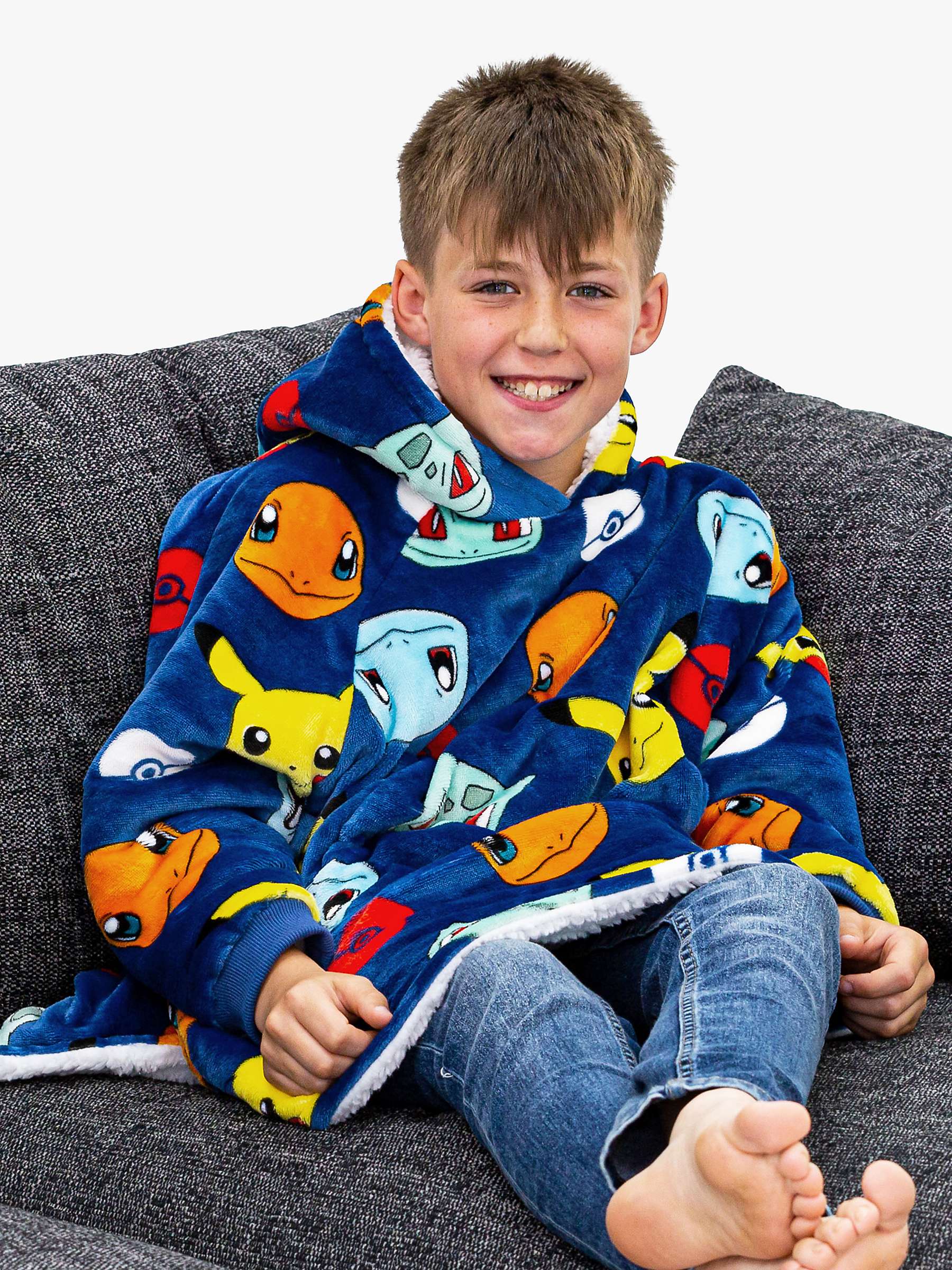 Buy Pokémon Hugzee Oversized Fleece Hooded Blanket, Blue/Multi Online at johnlewis.com