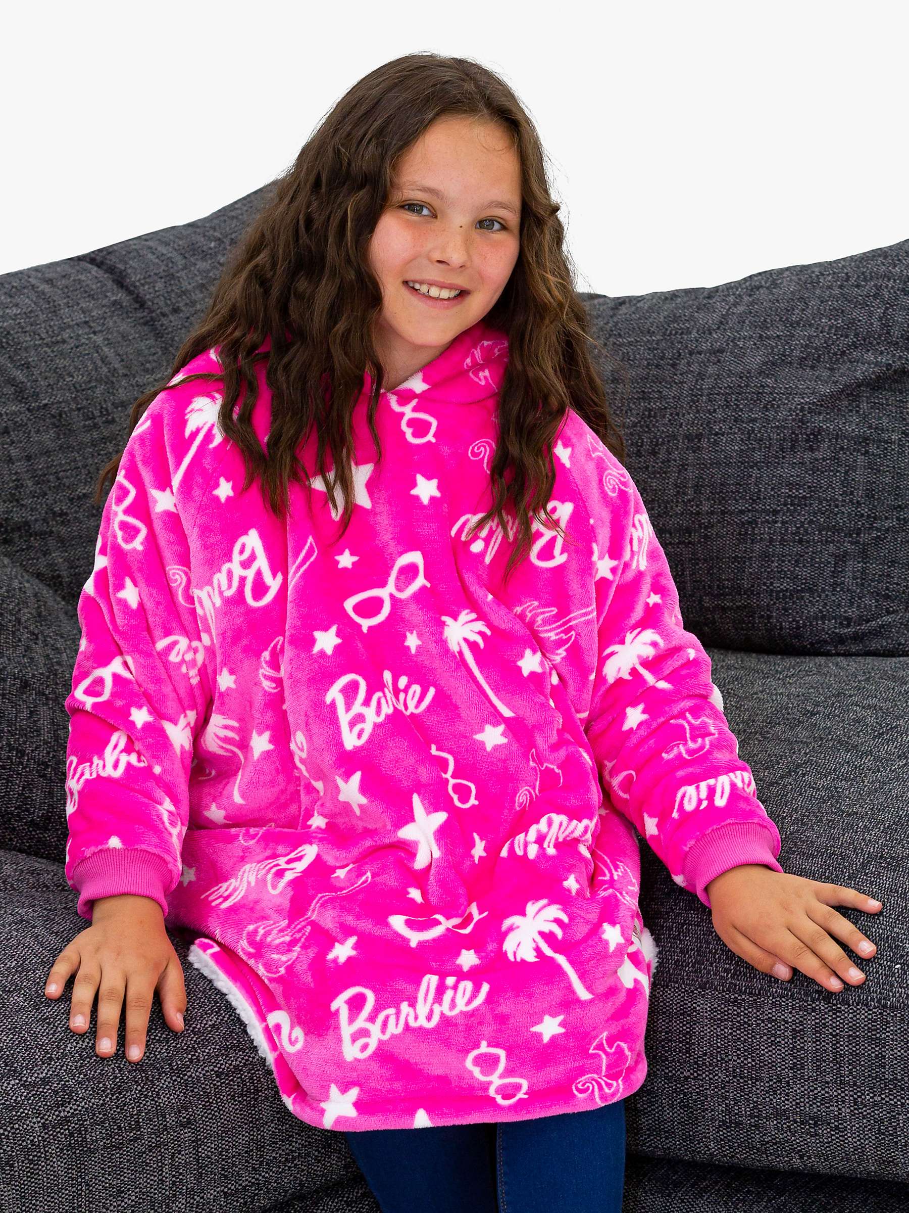Buy Barbie Hugzee Oversized Fleece Hooded Blanket, Pink Online at johnlewis.com