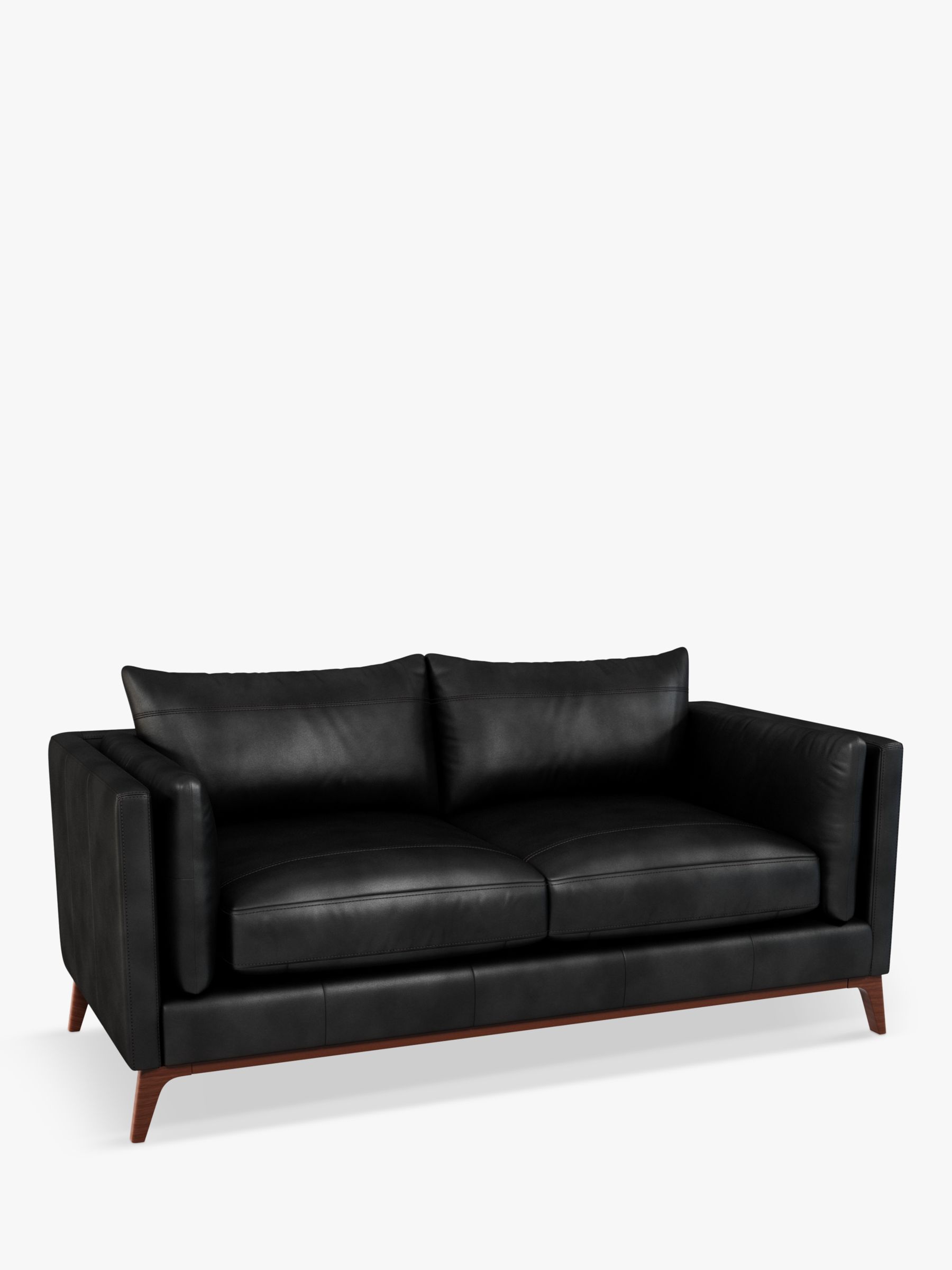 Trim Range, John Lewis Trim Medium 2 Seater Leather Sofa, Dark Leg, Contempo Black