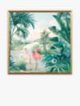 Eva Watts - 'Flamingo Dream' Framed Print, 52 x 52cm, Green/Multi