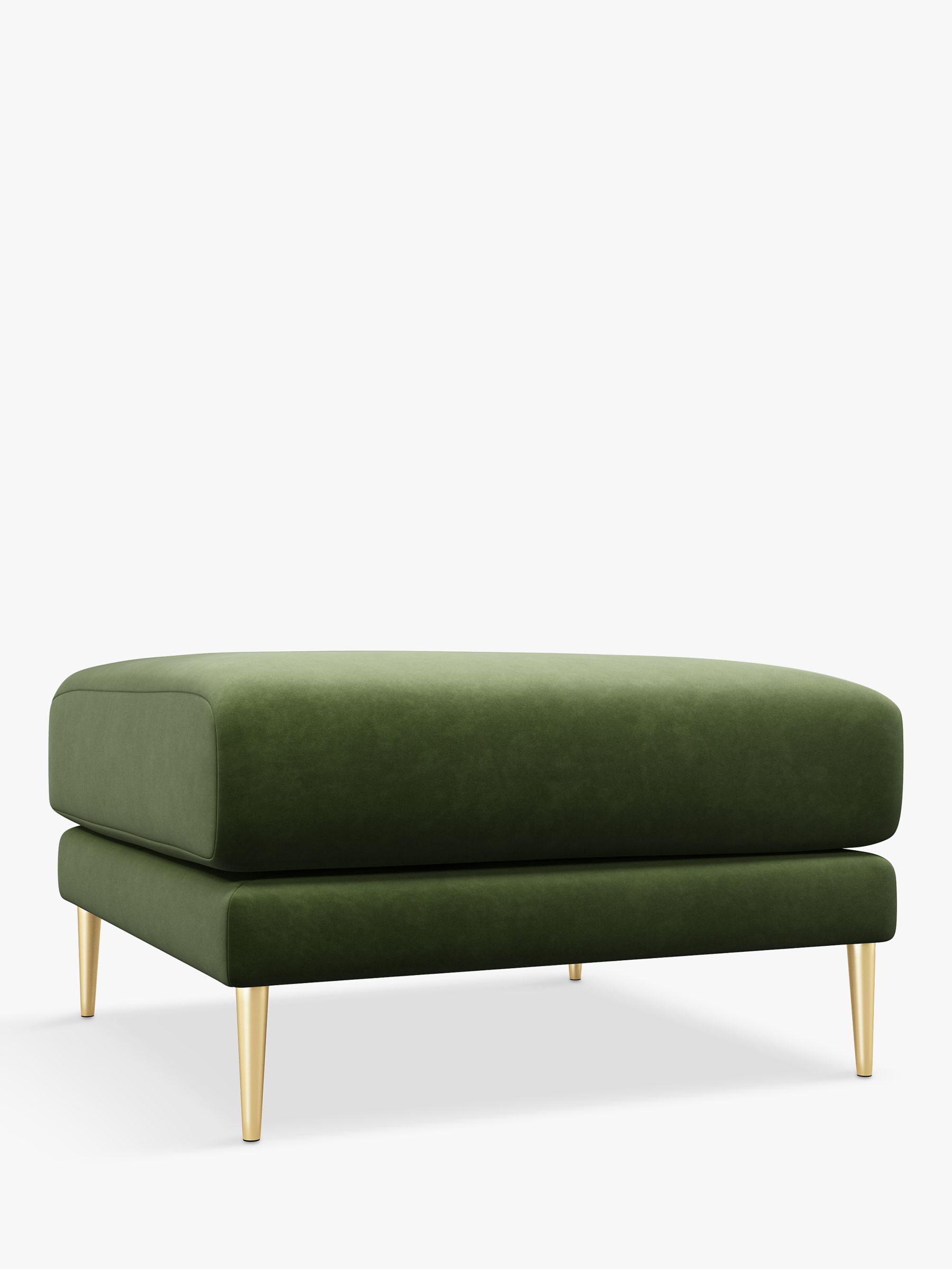 Mendel Range, Swoon Mendel Ottoman, Gold Leg, Fern Green Velvet