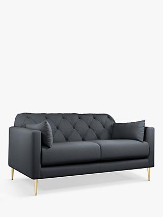 Mendel Range, Swoon Mendel Medium 2 Seater Sofa, Gold Leg, Charcoal Cotton