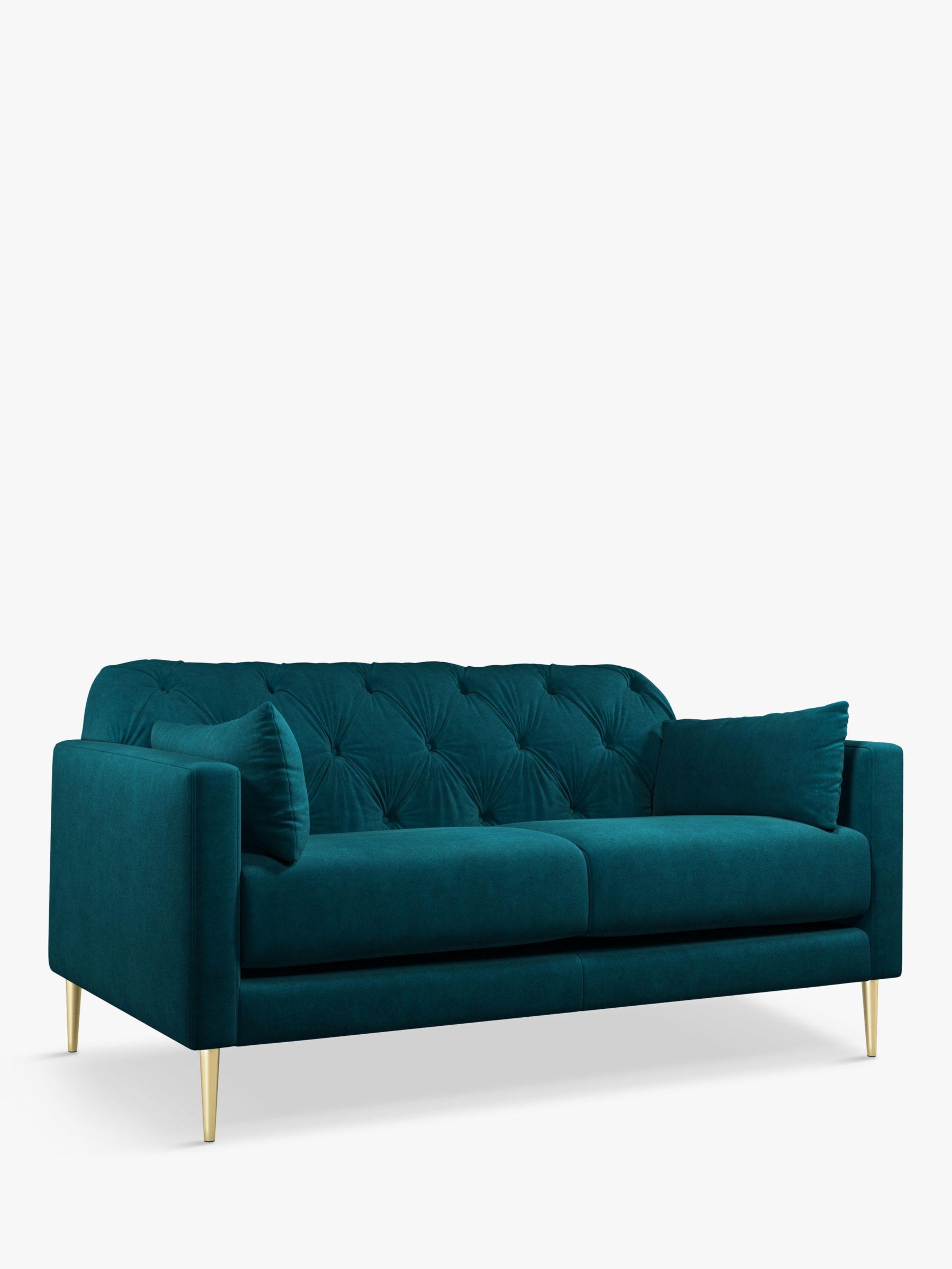 Mendel Range, Swoon Mendel Medium 2 Seater Sofa, Gold Leg, Wildwood Green Velvet