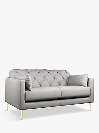 Mendel Range, Swoon Mendel Medium 2 Seater Sofa, Gold Leg, Cinder Grey Wool