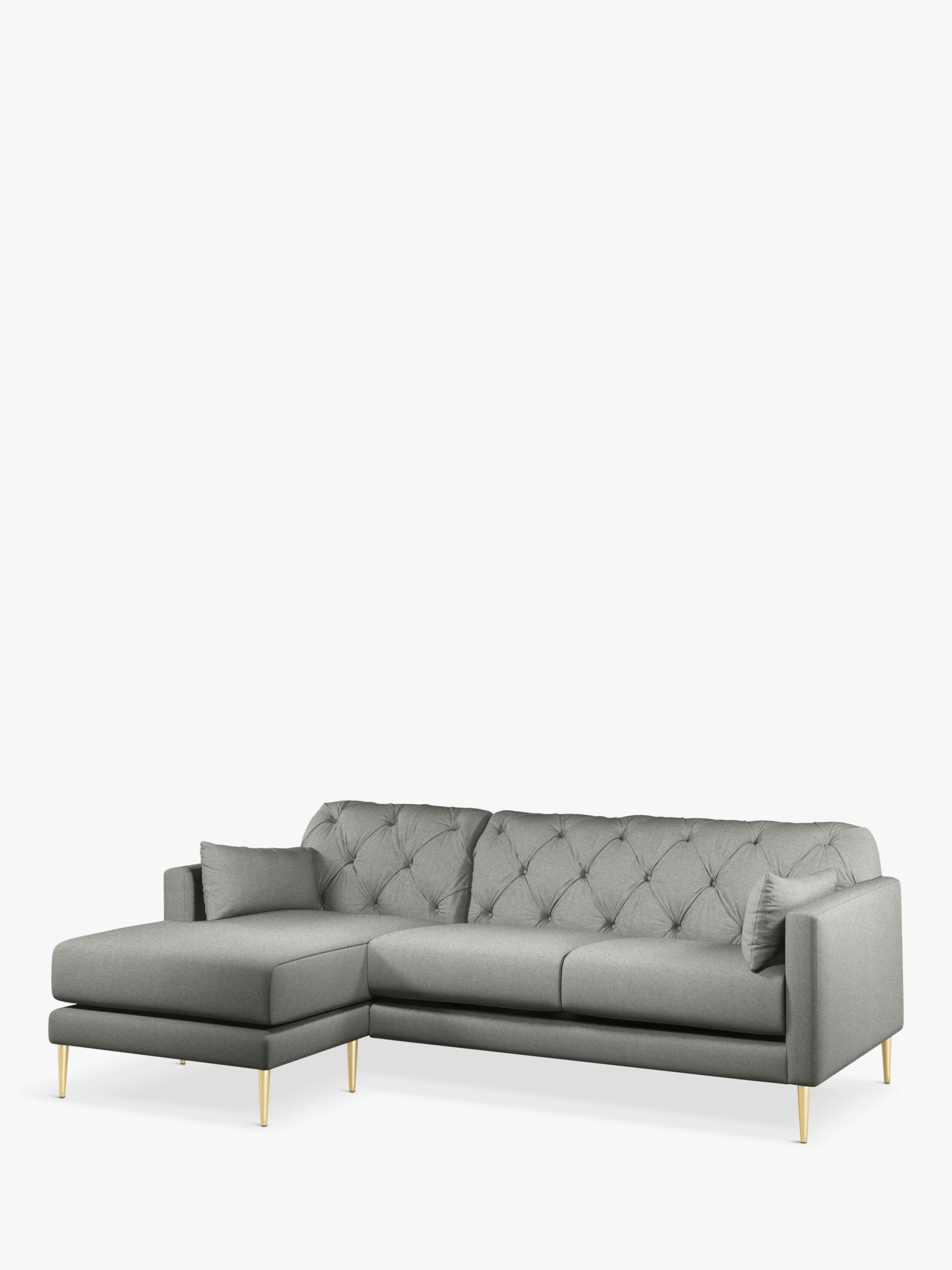 Swoon Mendel Large 3 Seater LHF Chaise End Sofa, Gold Leg