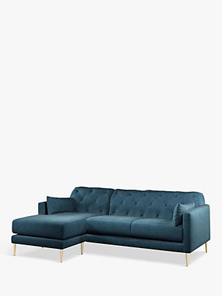 Swoon Mendel Large 3 Seater LHF Chaise End Sofa, Gold Leg