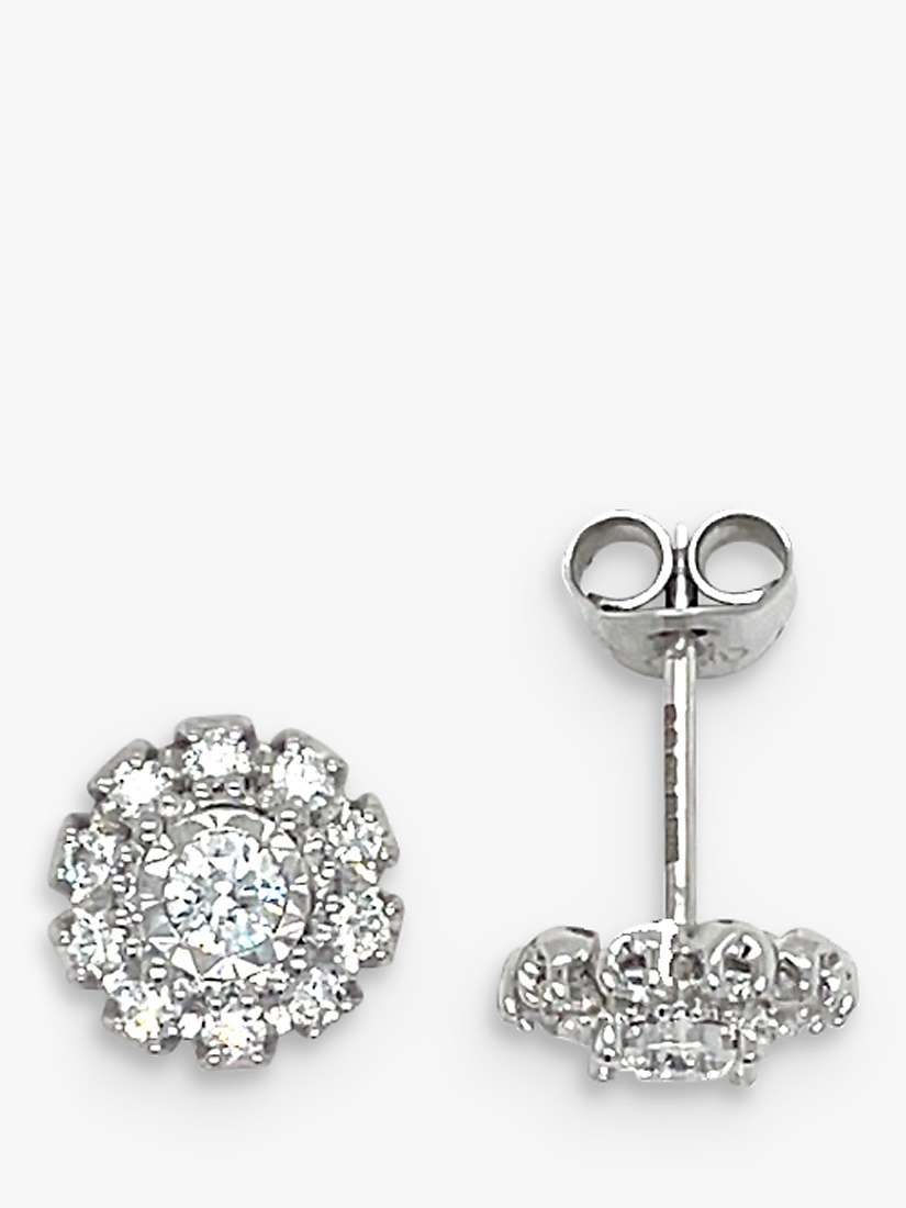 Buy E.W Adams 18ct White Gold Diamond Illusion Set Cluster Earrings Online at johnlewis.com