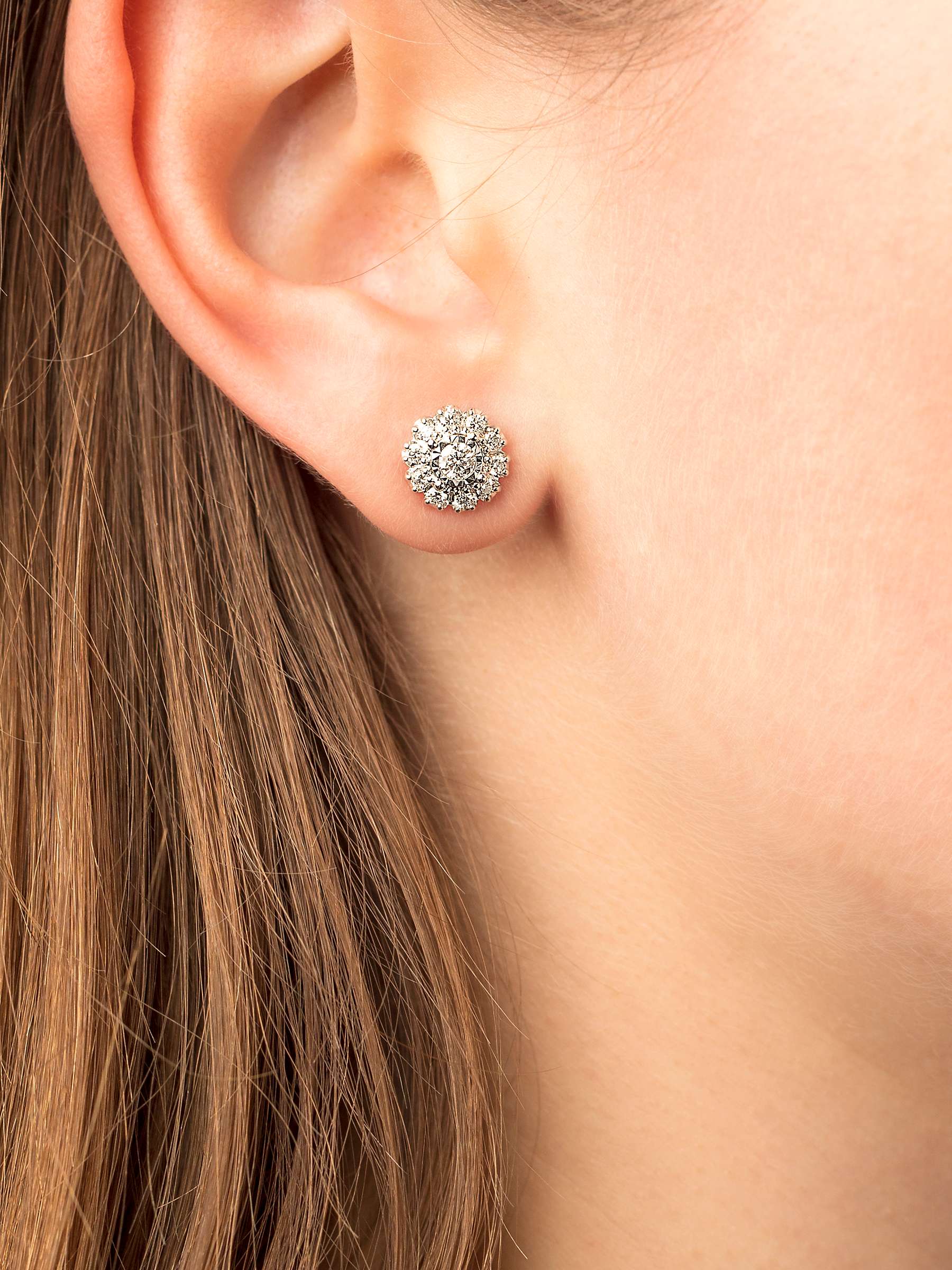 Buy E.W Adams 18ct White Gold Diamond Illusion Set Cluster Earrings Online at johnlewis.com