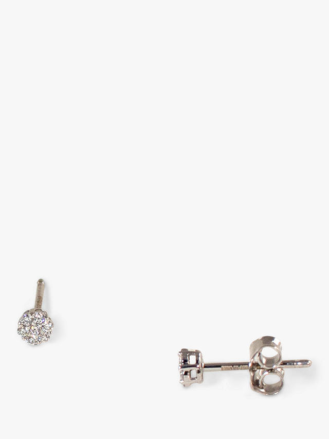 E.W Adams 18ct White Gold Diamond Cluster Stud Earrings