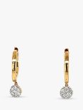 E.W Adams 18ct Yellow Gold Diamond Cluster Drop Hoop Earrings