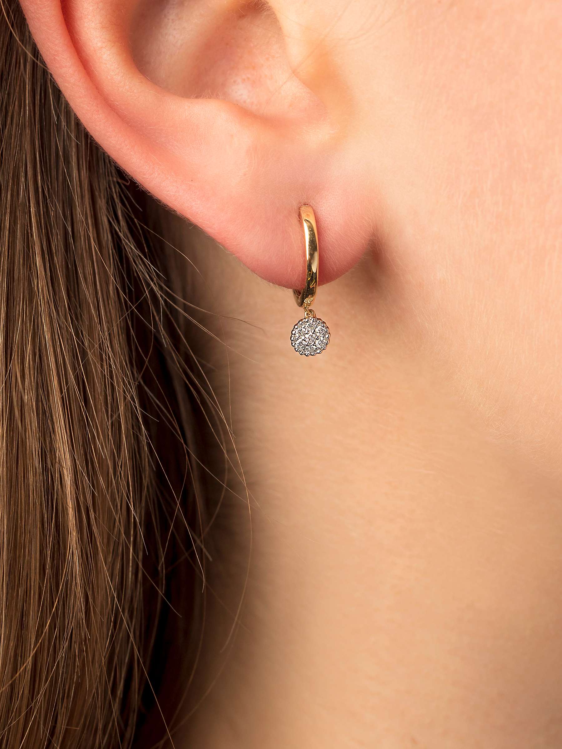 Buy E.W Adams 18ct Yellow Gold Diamond Cluster Drop Hoop Earrings Online at johnlewis.com