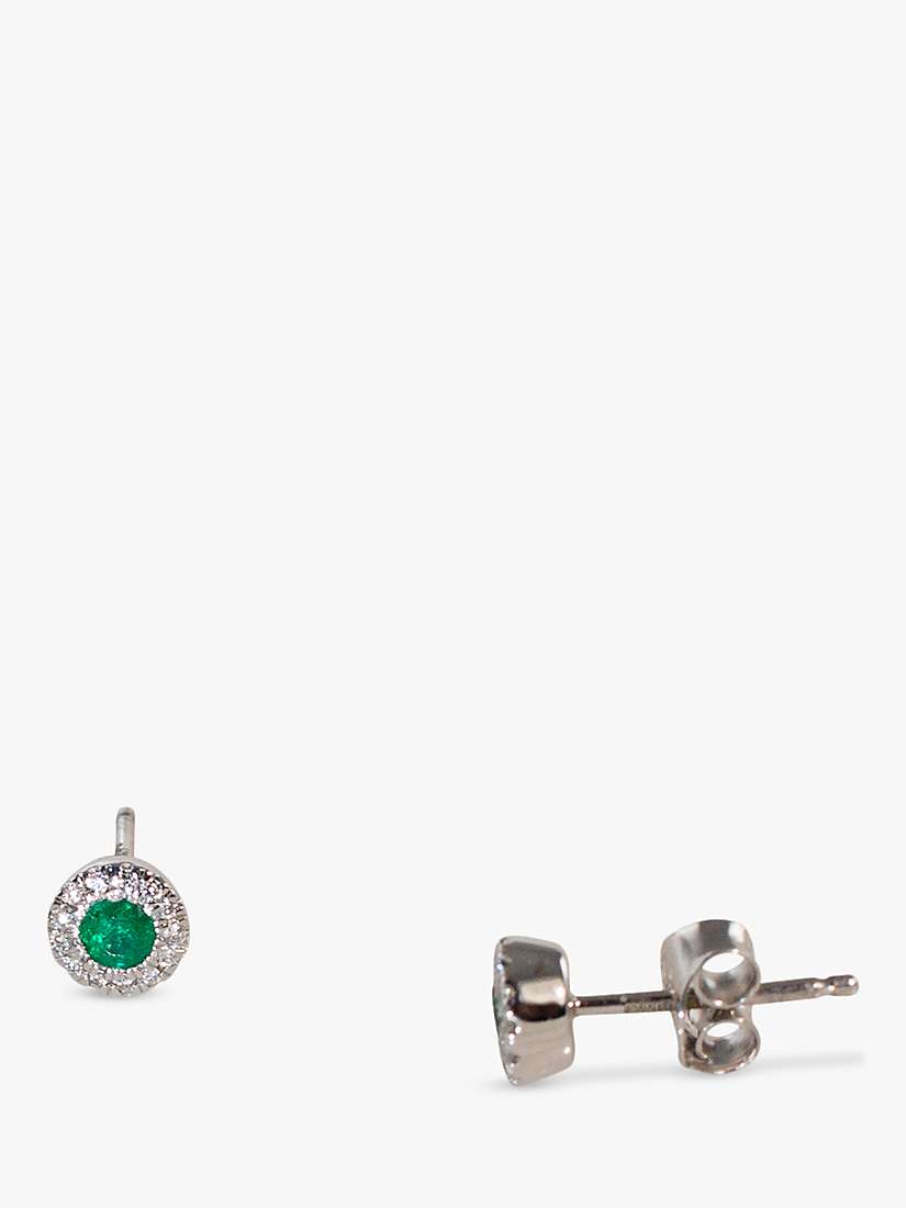 Buy E.W Adams 18ct White Gold Diamond and Emerald Cluster Stud Earrings Online at johnlewis.com