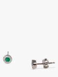 E.W Adams 18ct White Gold Diamond and Emerald Cluster Stud Earrings