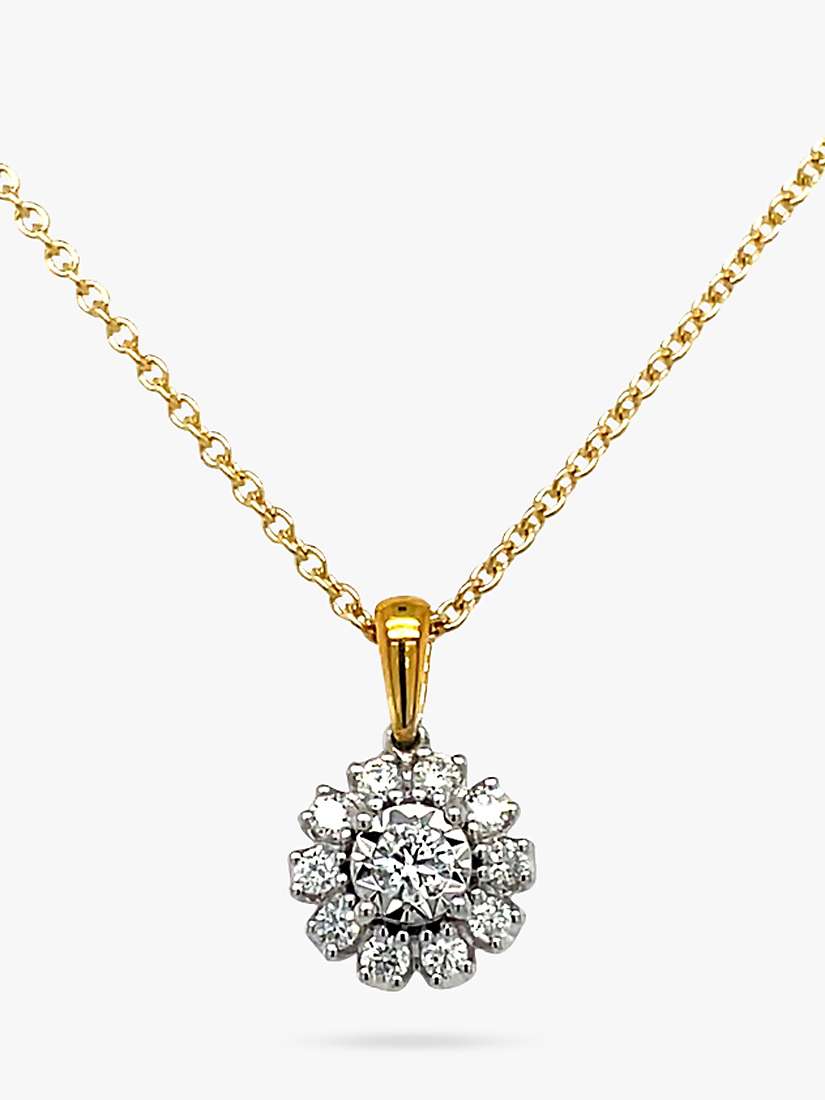 Buy E.W Adams 18ct White & Yellow Gold Diamond Cluster Pendant Necklace Online at johnlewis.com