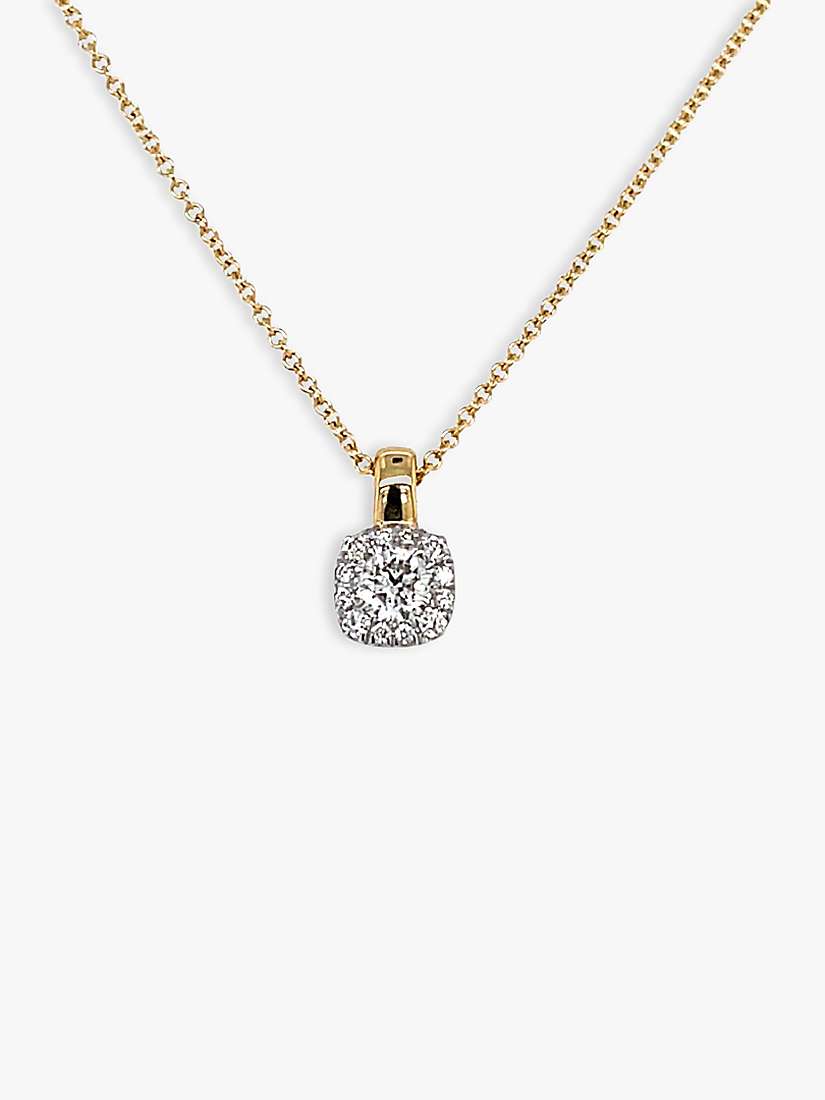 Buy E.W Adams 18ct Yellow Gold Diamond Cluster Pendant Necklace Online at johnlewis.com