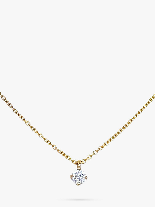 E.W Adams 18ct Yellow Gold Single Diamond Pendant Necklace