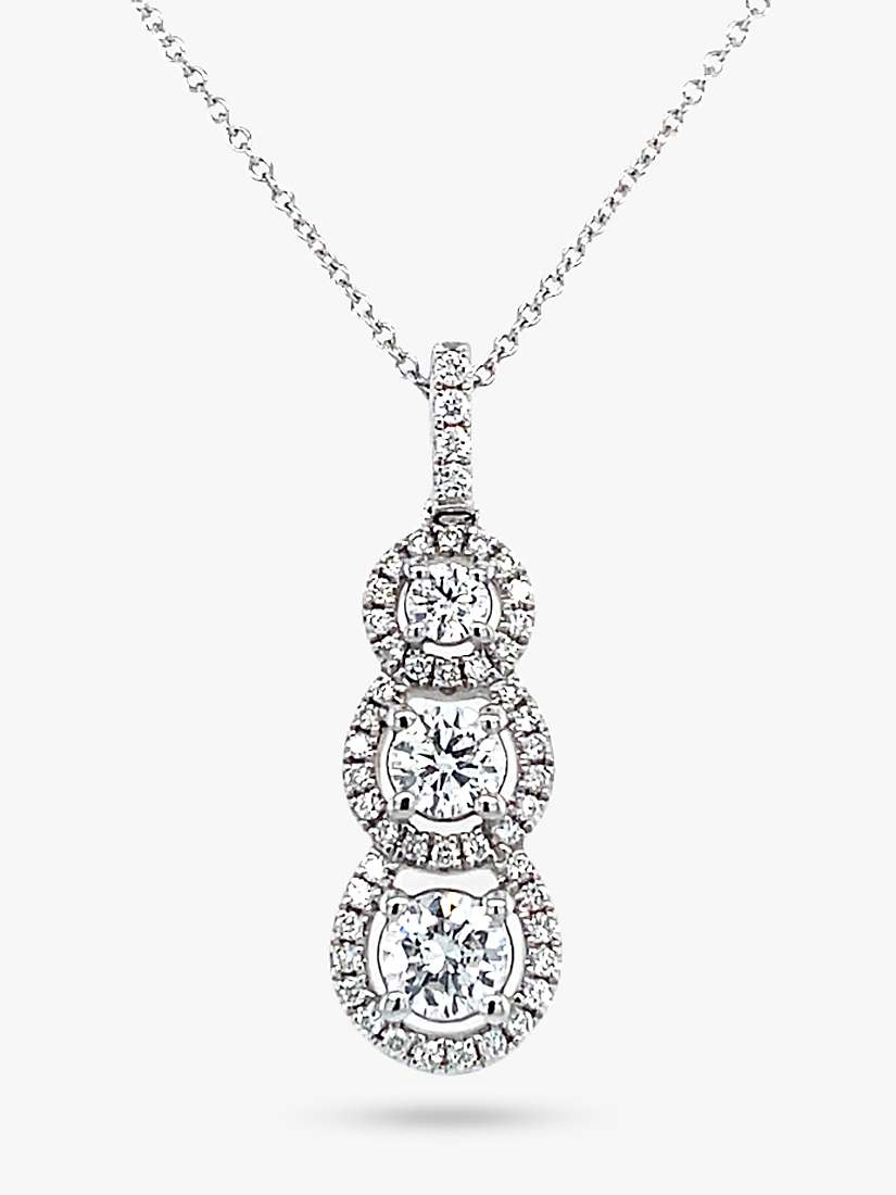 Buy E.W Adams 18ct White Gold Diamond Triple Cluster Drop Pendant Necklace Online at johnlewis.com