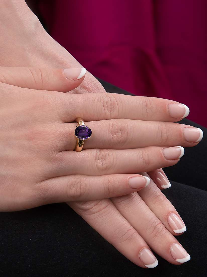 Buy E.W Adams 9ct Yellow Gold Oval Amethyst Ring, N Online at johnlewis.com