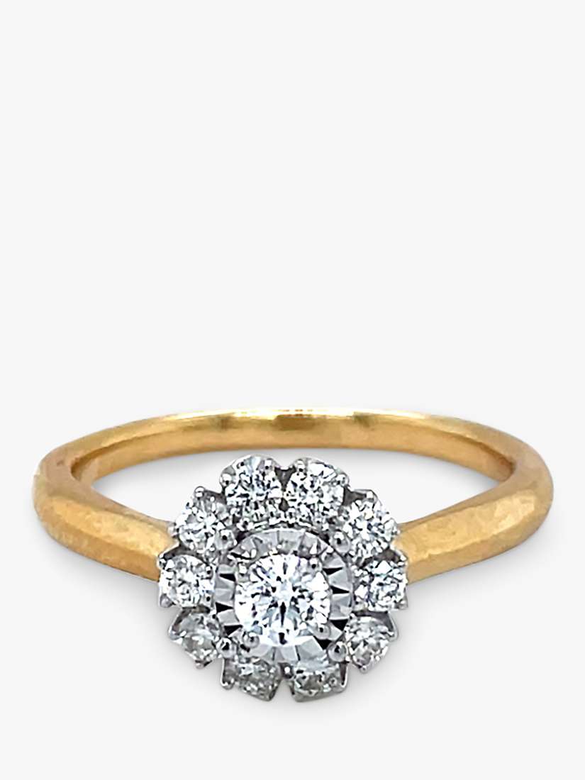 Buy E.W 18ct Yellow and White Gold Illusion Set Diamond Cluster Ring, N Online at johnlewis.com