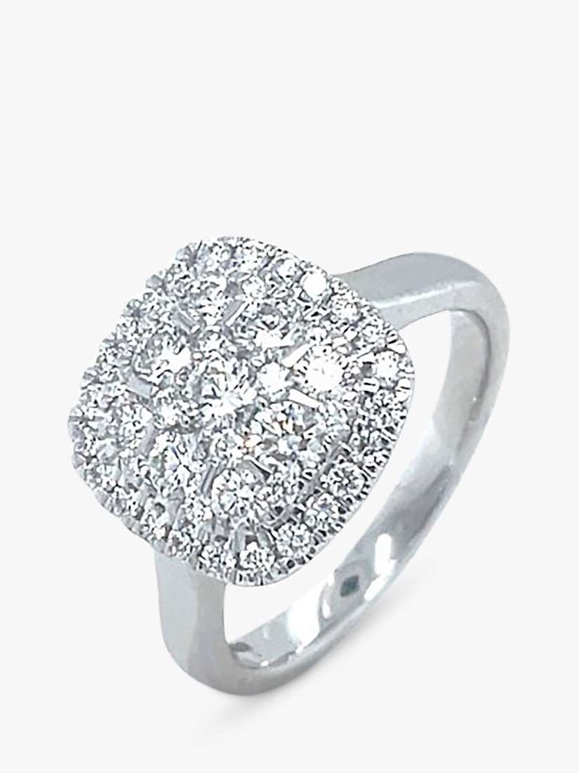 Buy E.W Adams 18ct White Gold Diamond Cushion Shape Cluster Ring, N Online at johnlewis.com