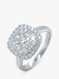 E.W Adams 18ct White Gold Diamond Cushion Shape Cluster Ring, N