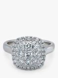 E.W Adams 18ct White Gold Diamond Cushion Shape Cluster Ring, N