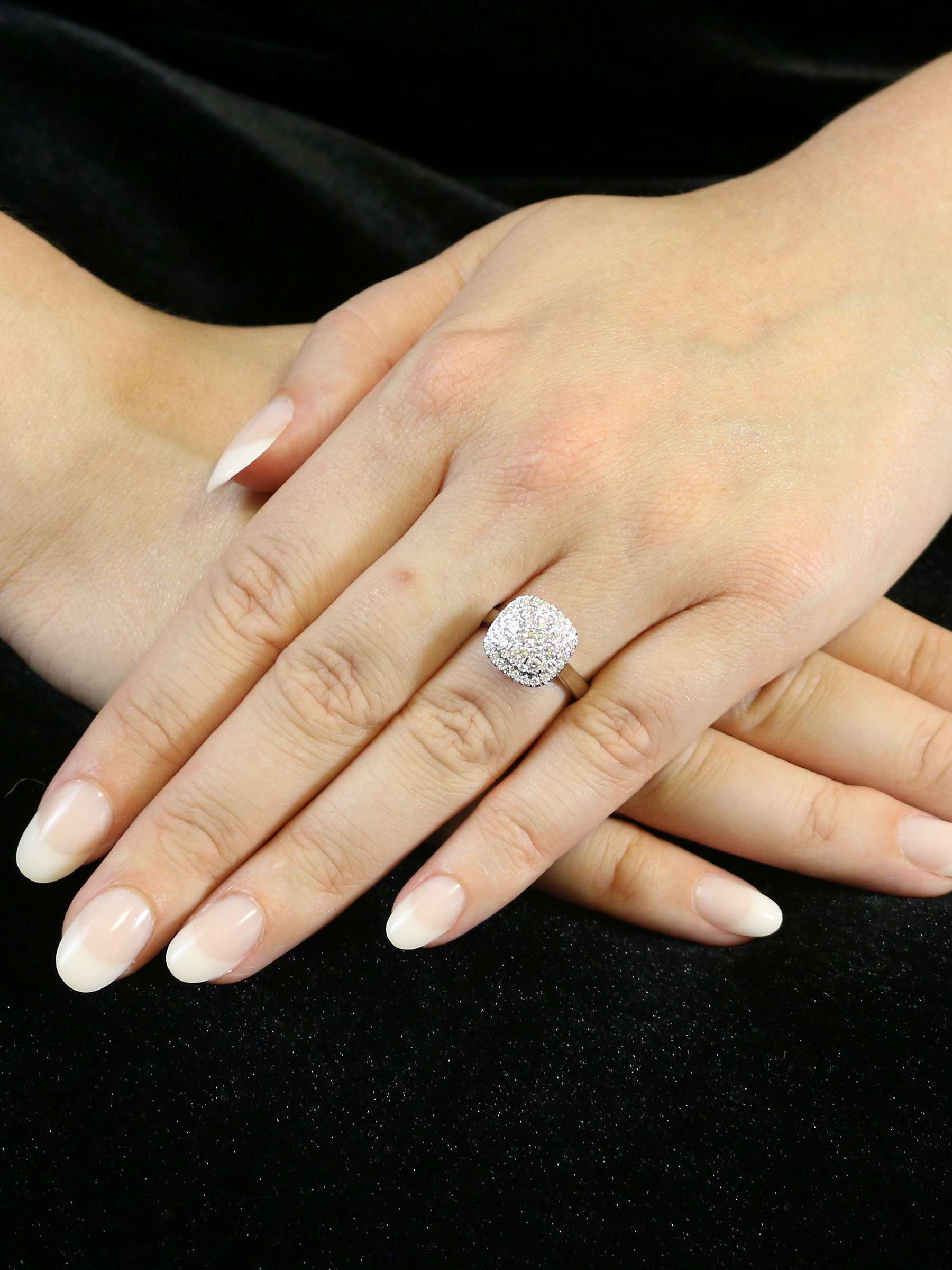 Buy E.W Adams 18ct White Gold Diamond Cushion Shape Cluster Ring, N Online at johnlewis.com
