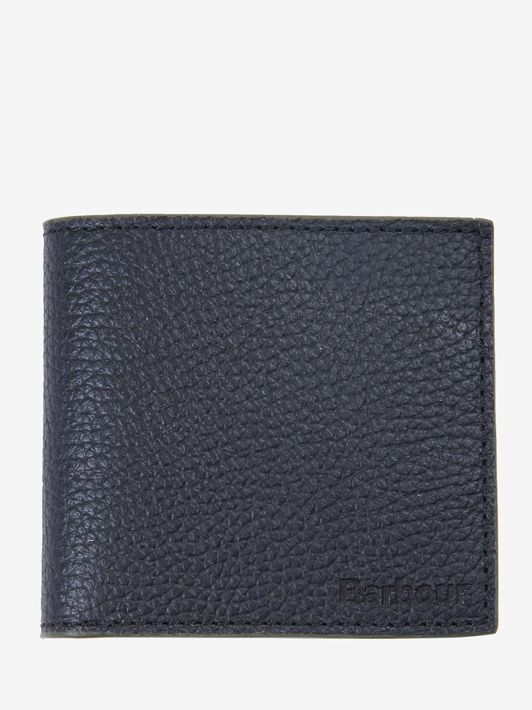 Barbour Bifold Grain Leather Wallet, Black at John Lewis & Partners