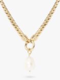 LARNAUTI Herringbone Freshwater Pearl Pendant Necklace, Gold