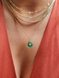 LARNAUTI Beaded Edge North Star Malachite Pendant Necklace, Gold/Green