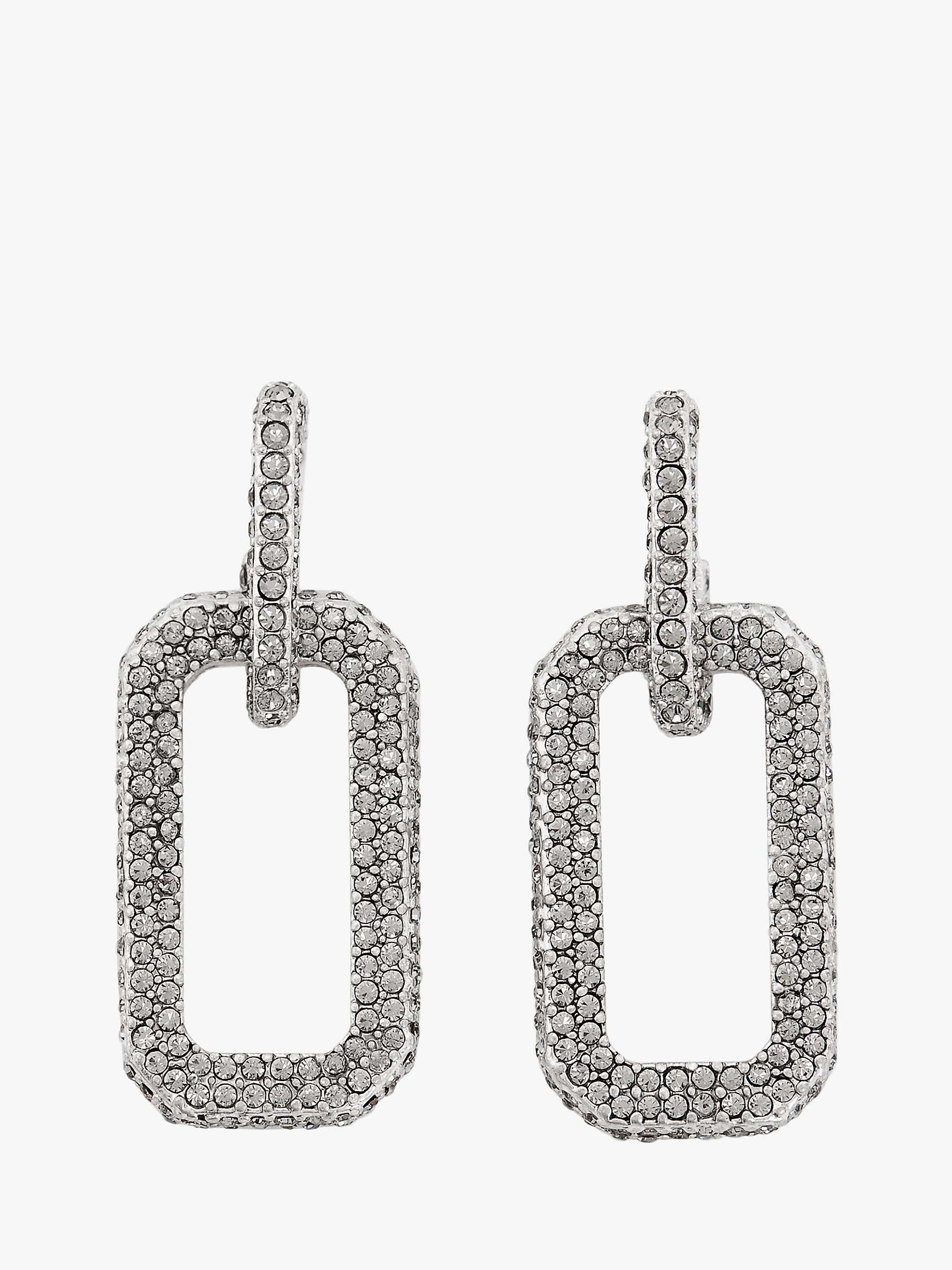 Buy AllSaints Geometric Link Pave Drop Earrings, Silver Online at johnlewis.com