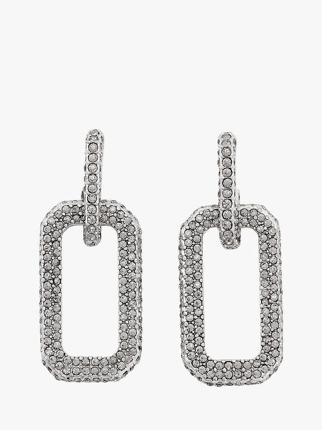 AllSaints Geometric Link Pave Drop Earrings, Silver