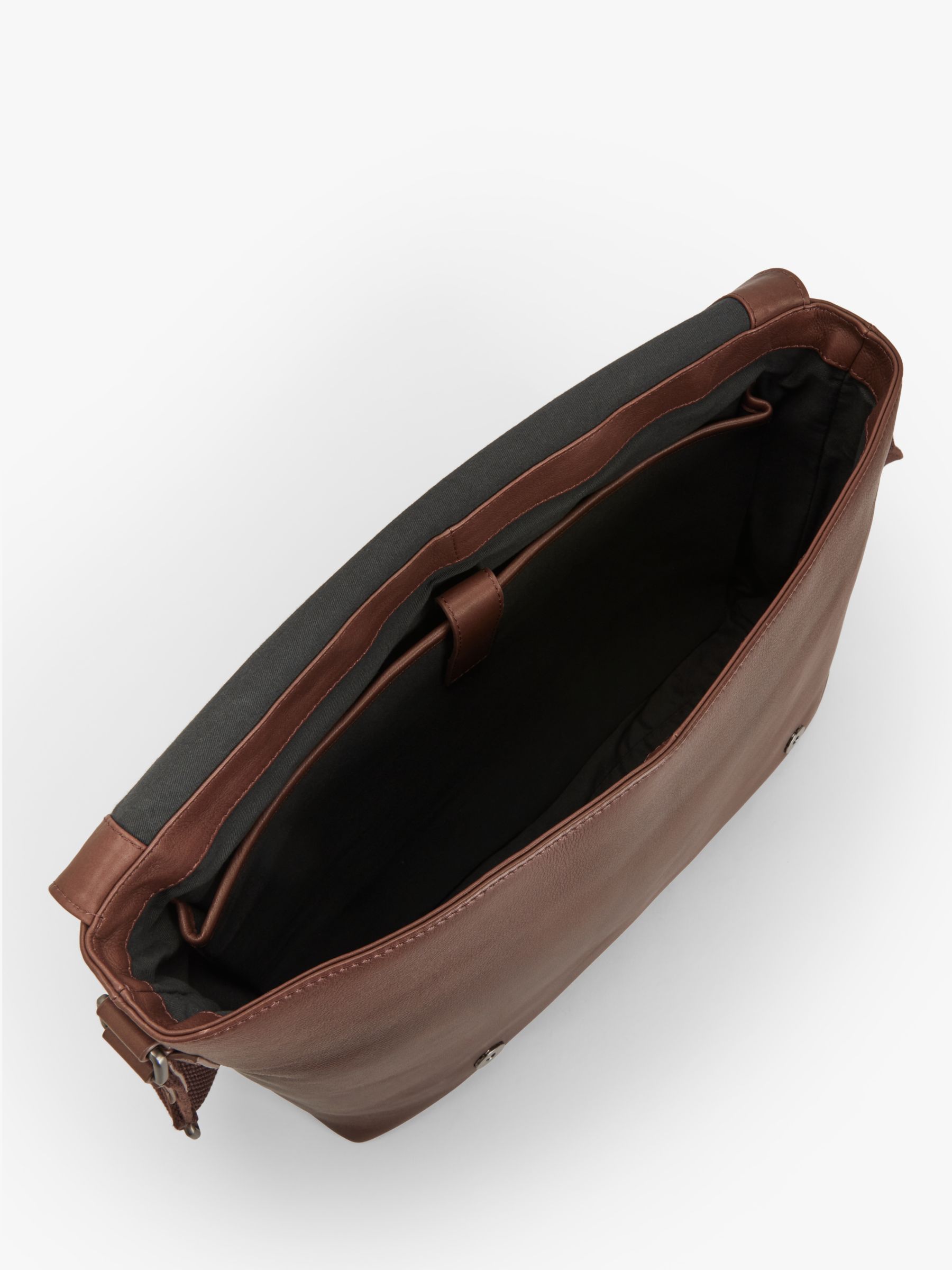 John Lewis Oslo Leather Messenger Bag, Brown at John Lewis & Partners