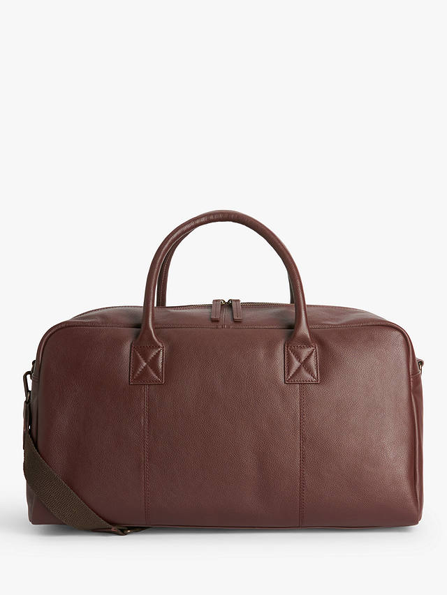 John Lewis Turin Leather Holdall, Brown