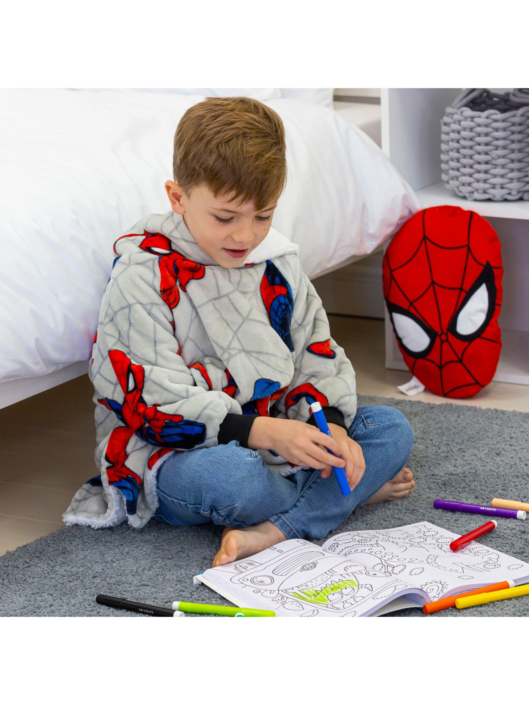 Disney Spiderman Hugzee Oversized Fleece Hooded Blanket, Grey/Multi at John  Lewis & Partners