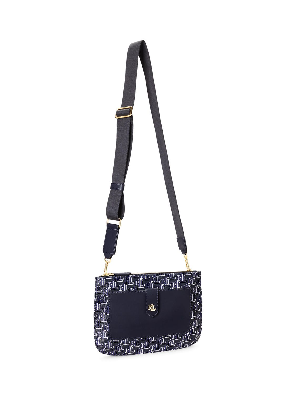 Lauren Ralph Lauren Jamey 27 Coated Canvas Cross Body Bag, Lauren Navy at  John Lewis & Partners