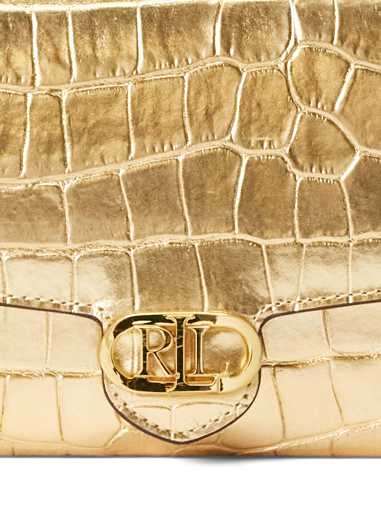 Lauren Ralph Lauren Adair Croc Effect Leather Cross Body Bag, Modern Gold  at John Lewis & Partners