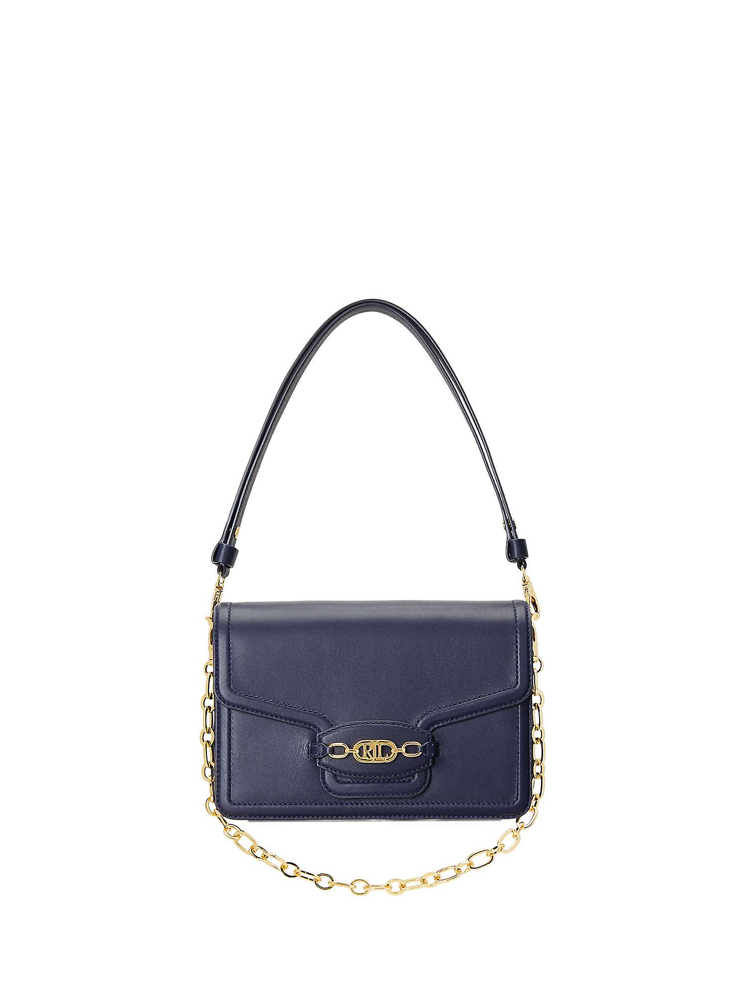 Lauren Ralph Lauren Sydnee 25 Leather Shoulder Bag, French Navy at John  Lewis & Partners